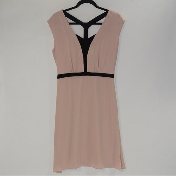BCBG Maxazria Katryn Bare Pink Color Block Cap Sleeve Knee Length Dress -Size 0 - Picture 12 of 12